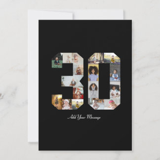 Number 30 Photo Collage Card