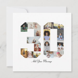 Number 30 Photo Collage Card