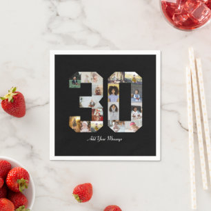 Number 30 Photo Collage Napkin