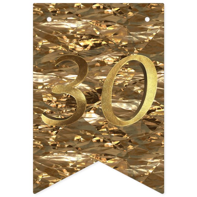 Number 30 Wedding 30th Birthday Anniversary Gold Bunting (Second Flag)