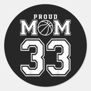 Number 33 Custom Proud Basball Mum Personalised Classic Round Sticker