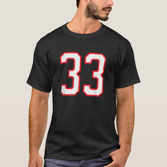 Number 33 Thirty Three Sport Jersey White Red 33rd T-Shirt (Front)