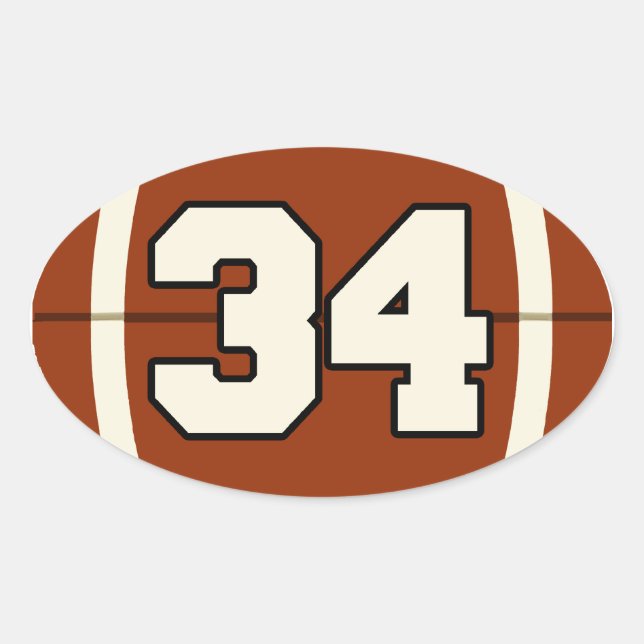Number 34 Football Sticker (Front)