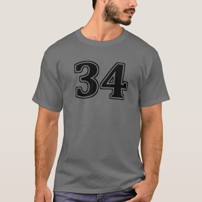 Number 34 Thirty Four Front T-Shirt (Front)