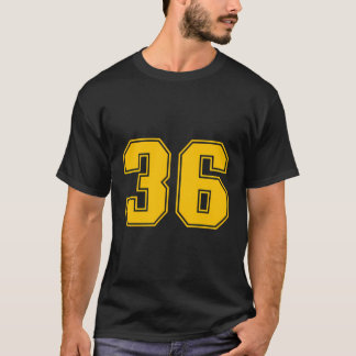 Number 36 Yellow Sports Fan Jersey Number T-Shirt
