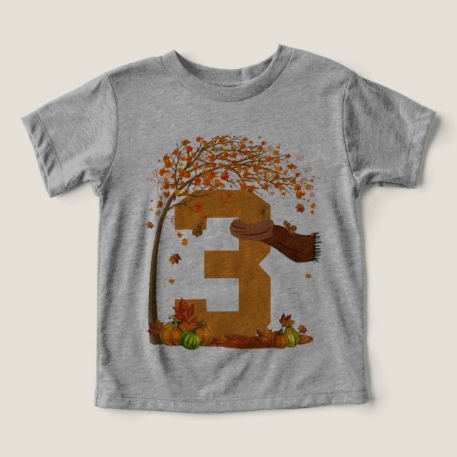 Number 3 Autumn Fall Thanksgiving Theme 3 Yr Old (Design Front)