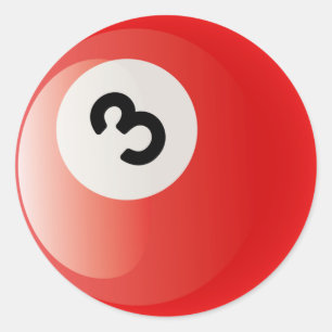 NUMBER 3 BILLIARDS BALL CLASSIC ROUND STICKER