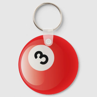 NUMBER 3 BILLIARDS BALL KEY RING