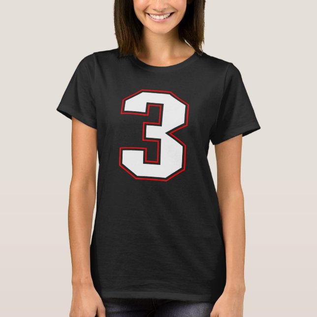 Number 3 Birthday Sports Team Player Numbered T-Shirt (Front)