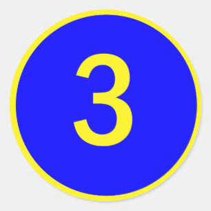 number 3 in a circle classic round sticker