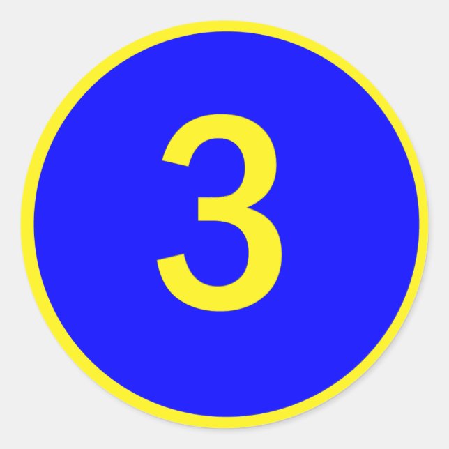 number 3 in a circle classic round sticker (Front)