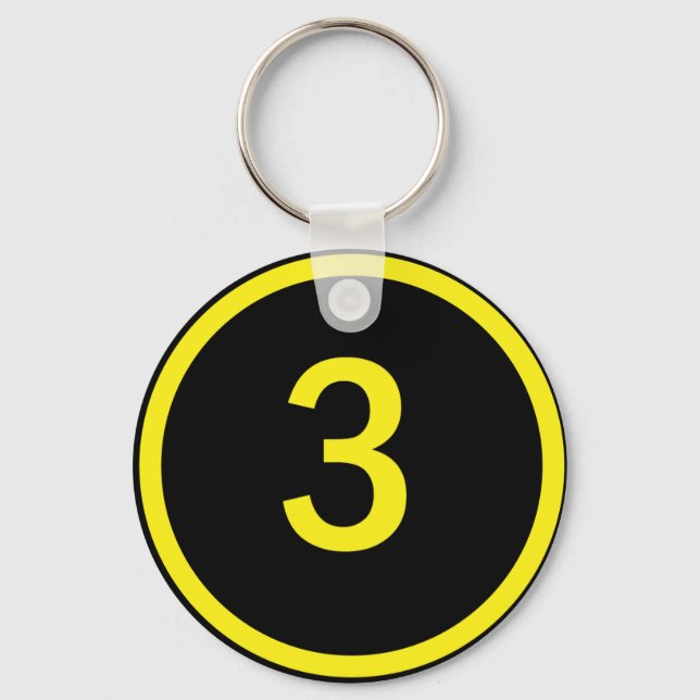 number 3 in a circle key ring (Front)