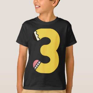 Number 3 Pencil Back to School 3rd Birthday Third T-Shirt