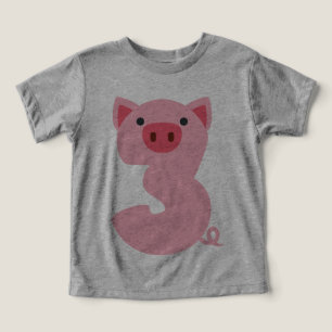 Number 3 Pig Animal Themed 3 Years Old Boys Kids