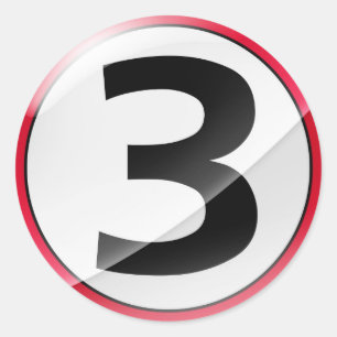 Number 3 red sticker