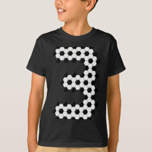Number 3 Soccer Ball Pattern Boys Kids 3 Year Old T-Shirt