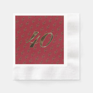 Number 40 40th Anniversary Ruby Gold Typography Napkin