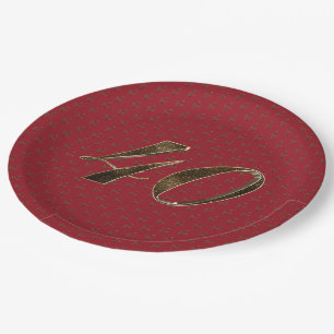 Number 40 40th Anniversary Ruby Gold Typography Paper Plate