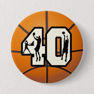 Number 40 Basketball 7.5 Cm Round Badge