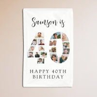 Number 40 Photo Co|lage 40th Birthday Party