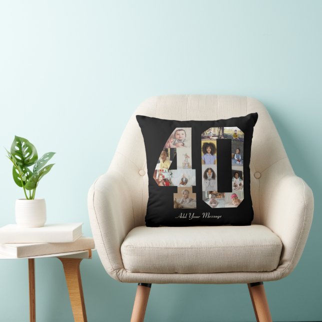 Number 40 Photo Collage Cushion (Chair)