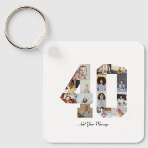 Number 40 Photo Collage Key Ring