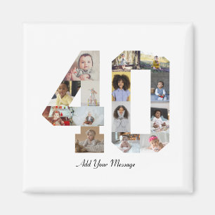 Number 40 Photo Collage Magnet