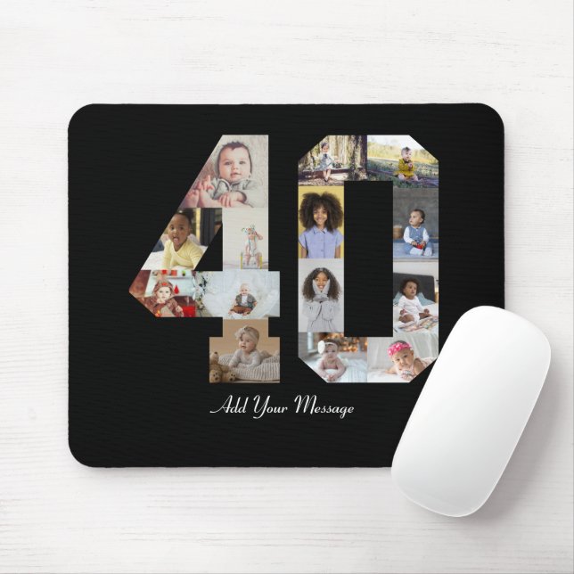 Number 40 Photo Collage Mouse Pad (With Mouse)