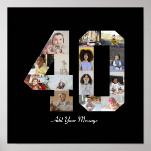 Number 40 Photo Collage Poster