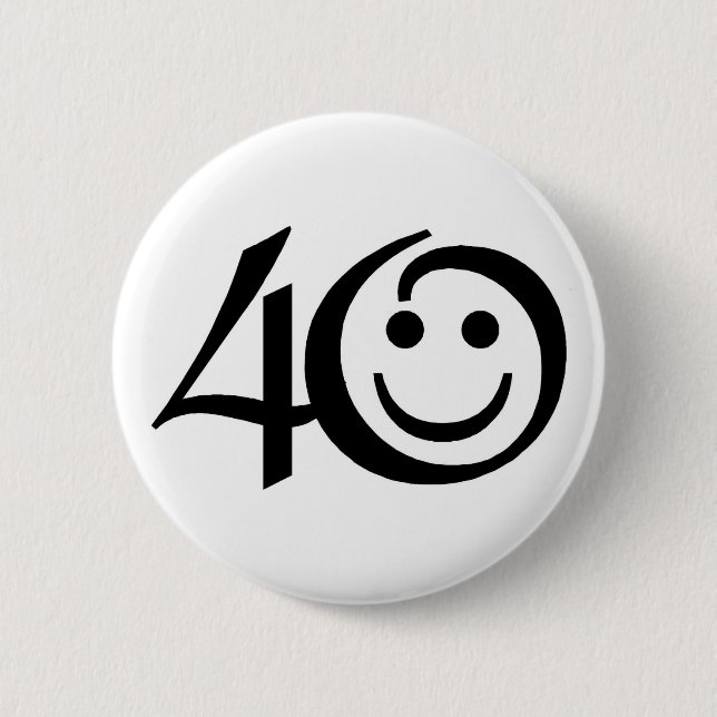 Number 40-With Happy Face 6 Cm Round Badge (Front)