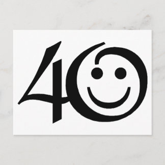 Number 40-With Happy Face Birthday Postcard