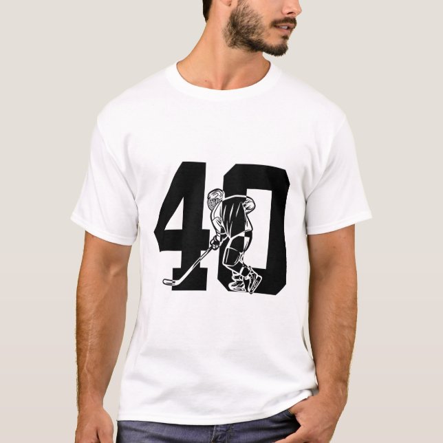Number 40 Years Ice Hockey 40th Birthday  T-Shirt (Front)