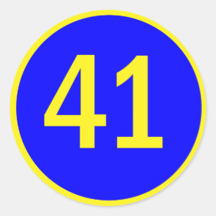 number 41  in a circle classic round sticker