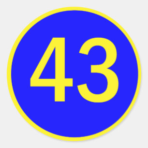 number 43  in a circle classic round sticker