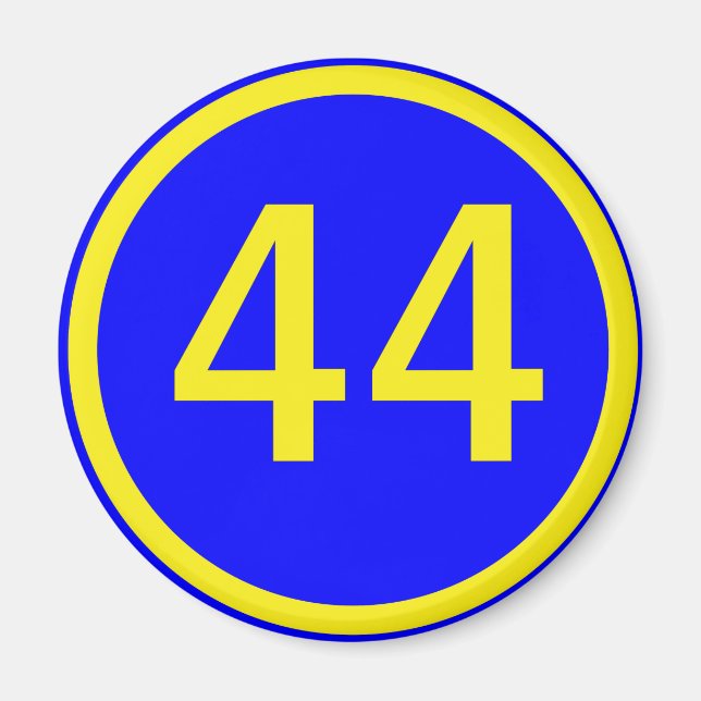 number, 44, in a circle magnet (Front)