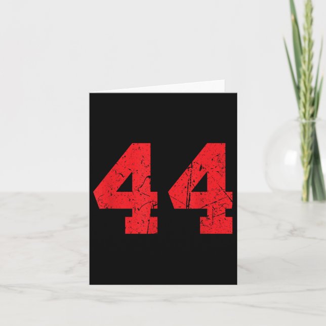 Number #44 Sport Red Distressed Number  Card (Front)