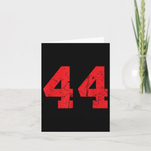 Number #44 Sport Red Distressed Number Card
