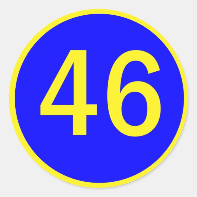 number 46  in a circle classic round sticker (Front)