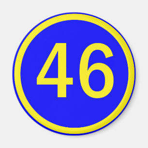 number, 46, in a circle magnet