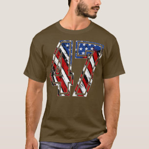 Number 47 Red White and Blue American Flag 47 Jers T-Shirt