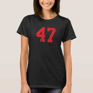 Number #47 Sports Jersey Red Distressed Vintage Lu T-Shirt