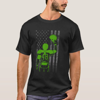 Number 48 Green Female Football Player Flag With H T-Shirt