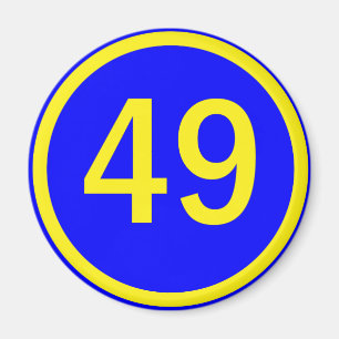number, 49, in a circle magnet