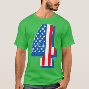 Number 4 American Flag Text T-Shirt