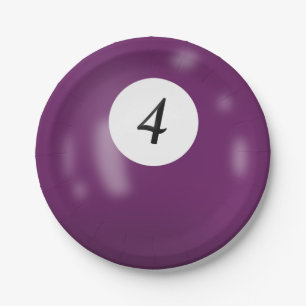 Number 4 billiard ball paper plate
