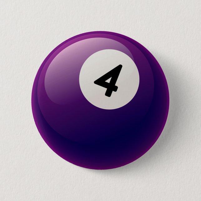 NUMBER 4 BILLIARDS BALL 6 CM ROUND BADGE (Front)