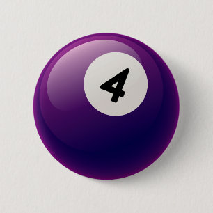 NUMBER 4 BILLIARDS BALL 6 CM ROUND BADGE