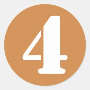 Number 4 Four Peru Gold Stencil Numbers by Janz Classic Round Sticker