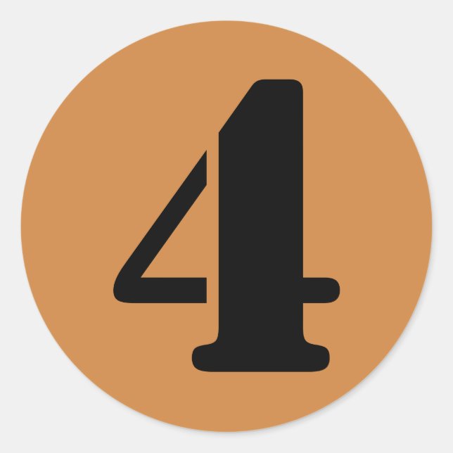 Number 4 Four Peru Gold Stencil Numbers by Janz Classic Round Sticker (Front)