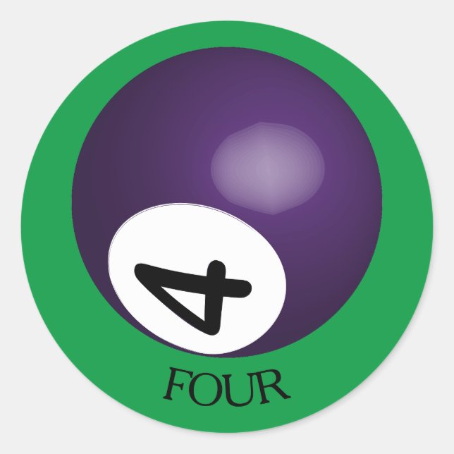 Number 4 Pool Ball Sticker (Front)